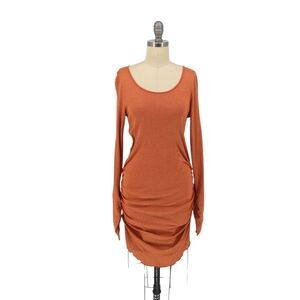 Michael Stars Sparkle Ruched Knit Dress Orange S/M maternity bohemian stretchy
